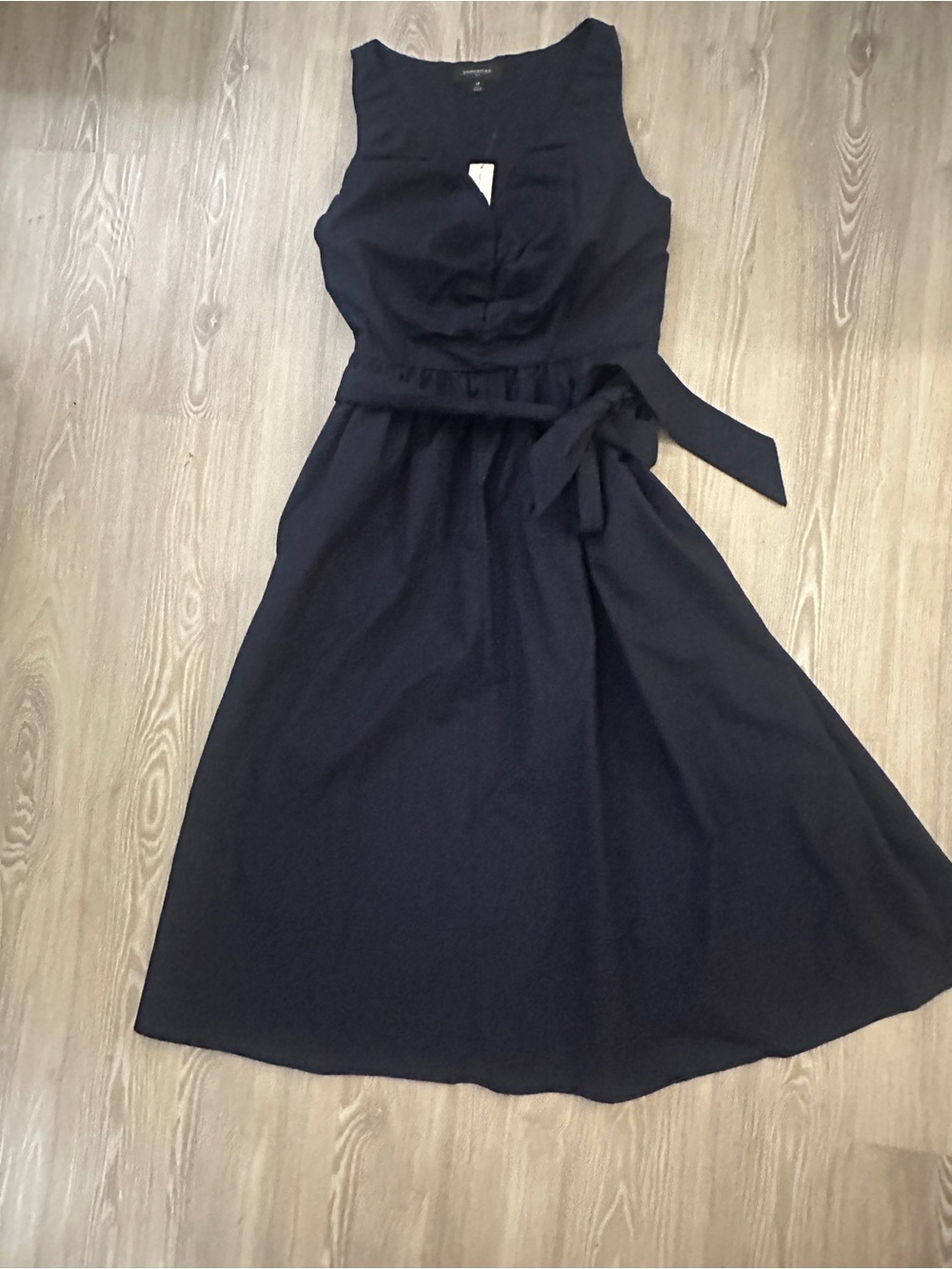 Banana Republic Navy Sleeveless Tie-Waist Midi Dress